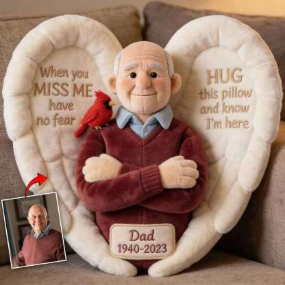 Custom From Photo - When You Miss Me - Personalized Memorial Faux Fur Shaped Pillow
