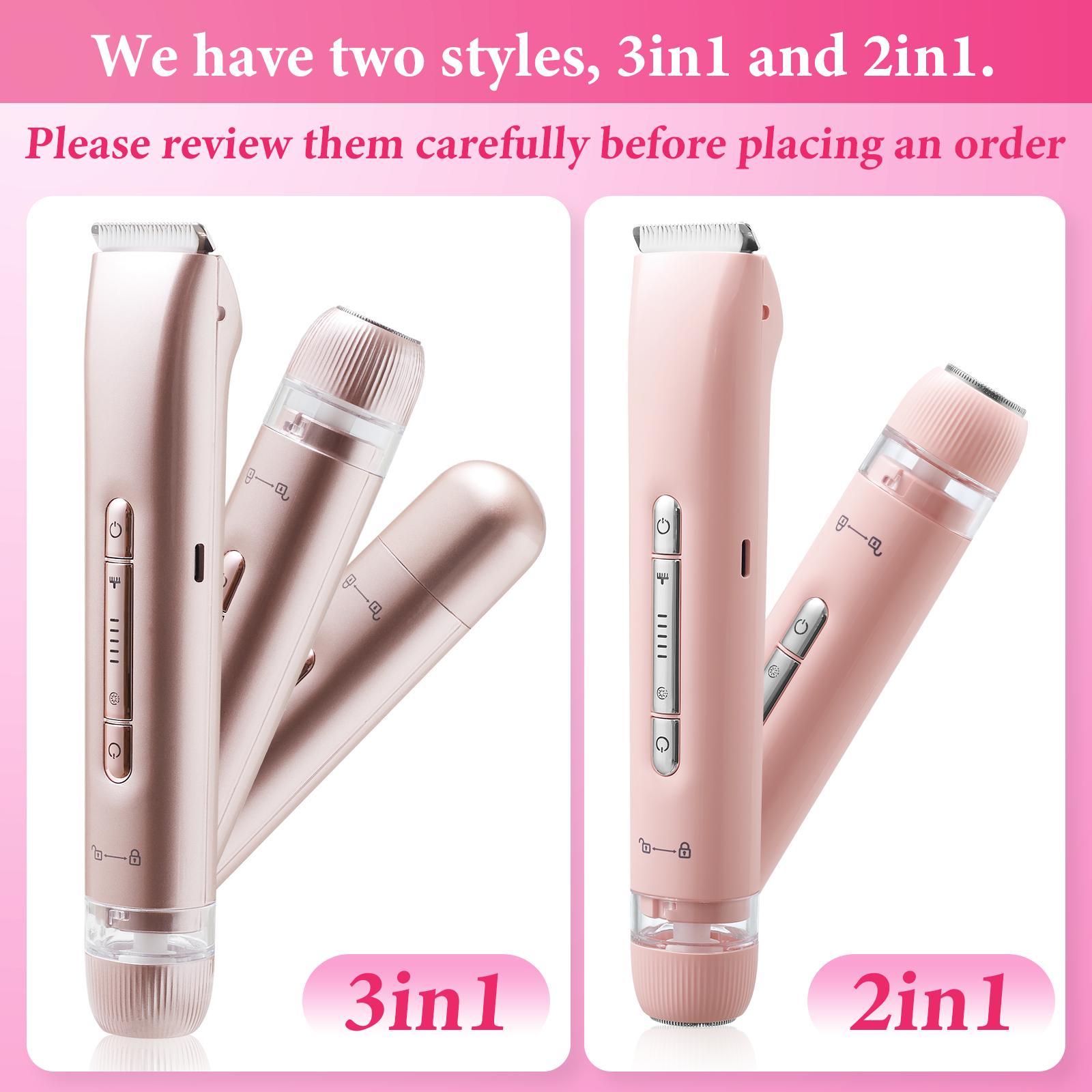 Electric Bikini Trimmer for Women, Rechargeable Stainless Steel Shaver & Massager, IPX7 Waterproof, Painless Hair Removal for Face, Underarms, Legs, Christmas Gift