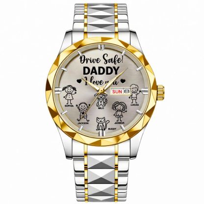 Drive Safe Grandpa Daddy Customized Watch - Personalized Name - Gift For Grandpa, Daddy