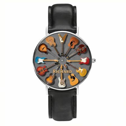 Personalized Rock Around the Clock Guitar Watch for Music Lovers