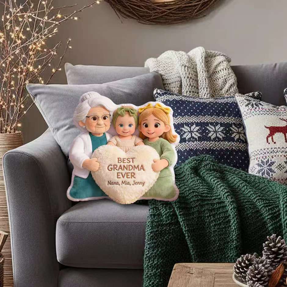 Best Grandma Ever - Personalized Grandma Faux Fur Shaped Pillow