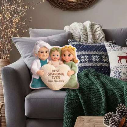Best Grandma Ever - Personalized Grandma Faux Fur Shaped Pillow