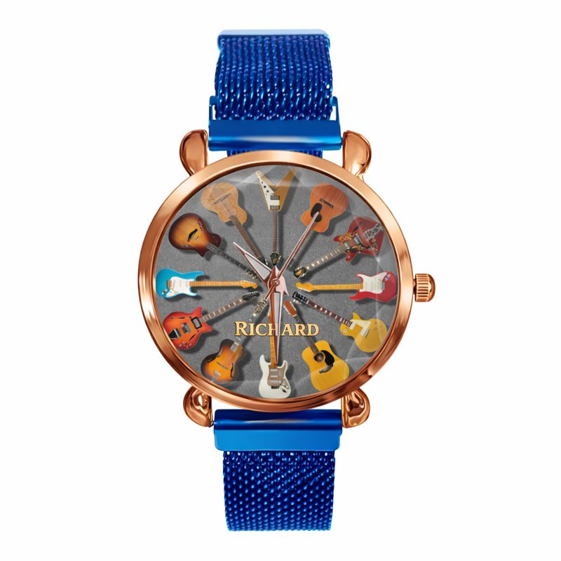 Personalized Rock Around the Clock Guitar Watch for Music Lovers