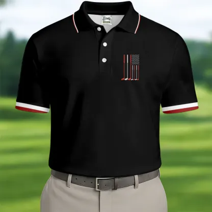 Golf Clubs America Flag Logo 250th Anniversary Navy Golf Shirt, Patriotic Golf Shirt, Golf Shirts For Men