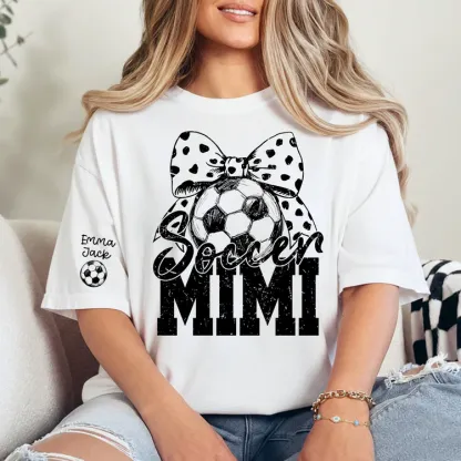 Soccer Mimi Shirt Personalized with Grandkids Names, Soccer Ball Bow Family T Shirt