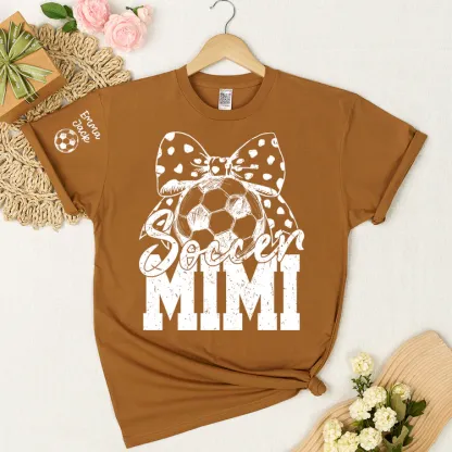 Soccer Mimi Shirt Personalized with Grandkids Names, Soccer Ball Bow Family T Shirt
