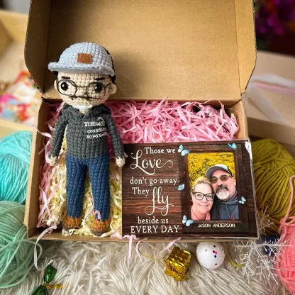 Personalized Crochet Doll with Photo Card "Those We Love Don't Go Away"