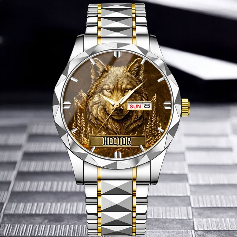 Customized Wolf Watch - Personalized Name - Gift for Wolf Lovers
