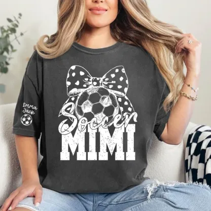Soccer Mimi Shirt Personalized with Grandkids Names, Soccer Ball Bow Family T Shirt