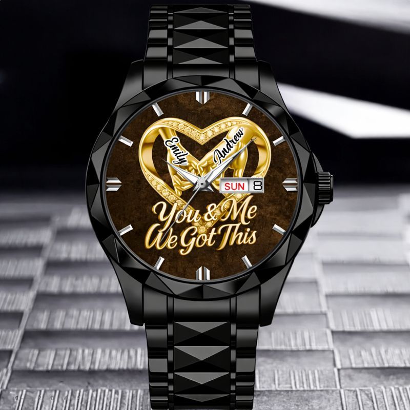 Customized Anniversary Wedding Couple Watch - Personalized Name - Gifts For Husband And Wife, Him And Her