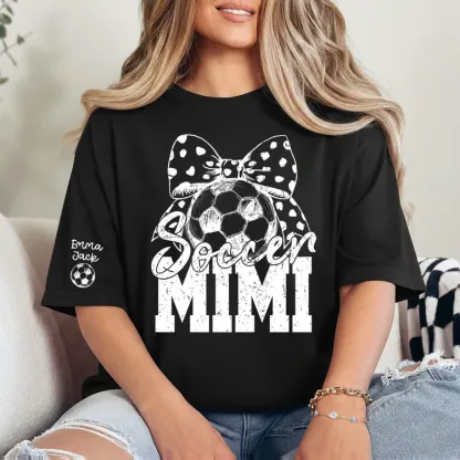 Soccer Mimi Shirt Personalized with Grandkids Names, Soccer Ball Bow Family T Shirt