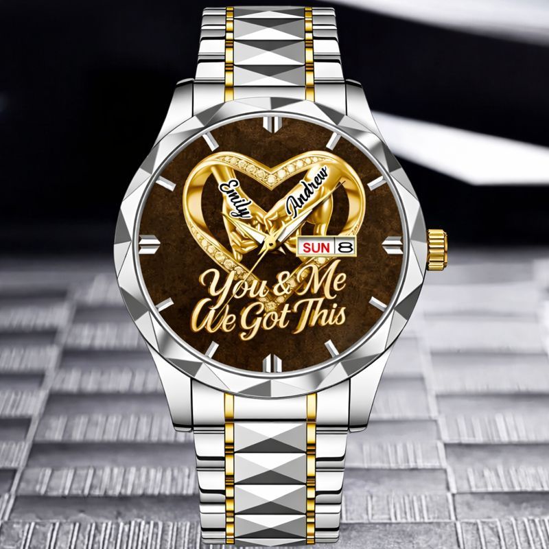 Customized Anniversary Wedding Couple Watch - Personalized Name - Gifts For Husband And Wife, Him And Her