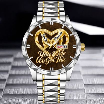 Customized Anniversary Wedding Couple Watch - Personalized Name - Gifts For Husband And Wife, Him And Her
