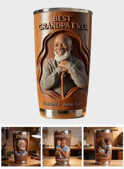 Dad Papa Custom From Photo - Personalized Grandpa Tumbler