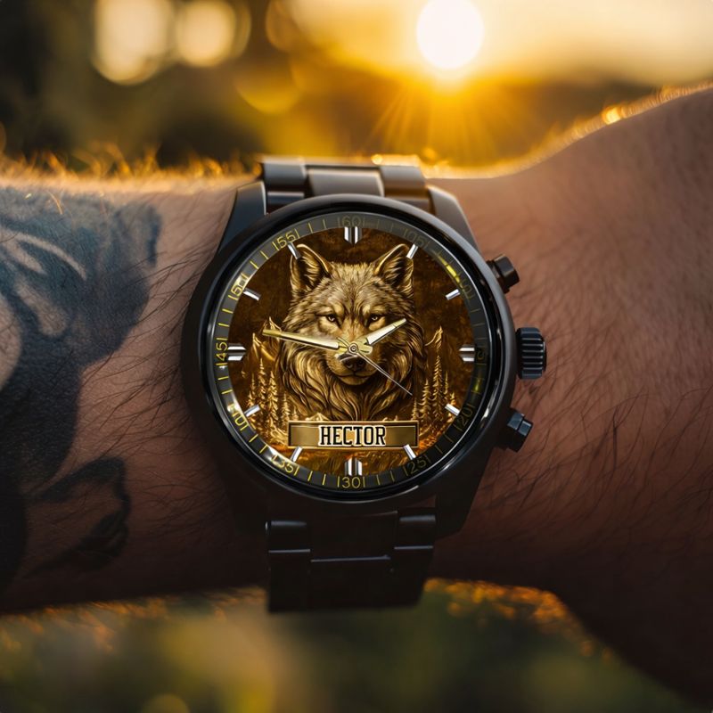 Customized Wolf Watch - Personalized Name - Gift for Wolf Lovers