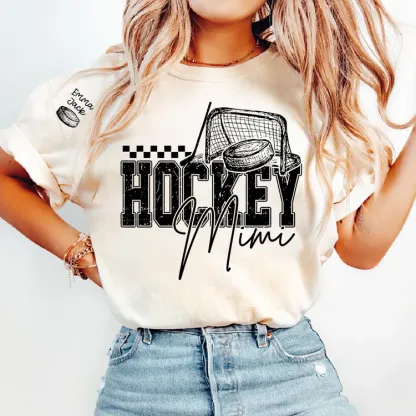 Custom Hockey Mimi T Shirt, Personalized Family Names with Hockey Design