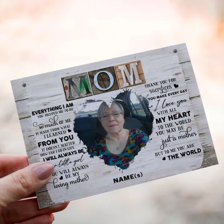 Personalized Crochet Doll with Photo Card "Mom Everything I Am"