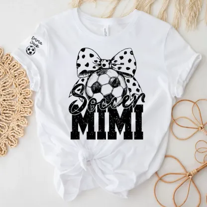 Soccer Mimi Shirt Personalized with Grandkids Names, Soccer Ball Bow Family T Shirt
