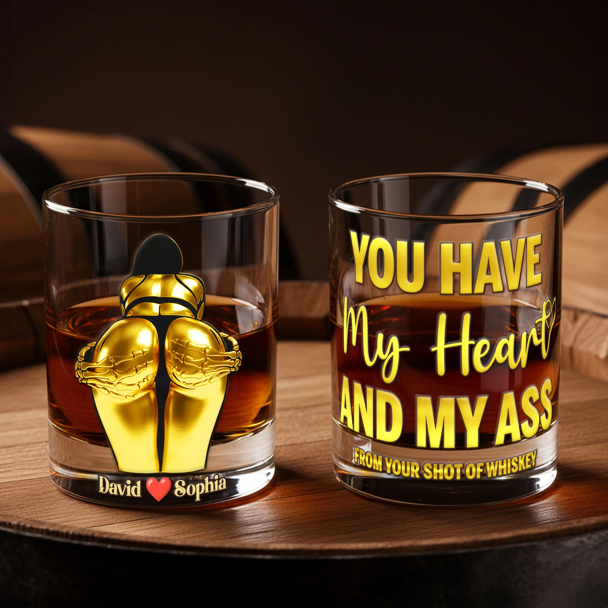 You Have My Heart Round Glass - Personalized Gifts For Couples