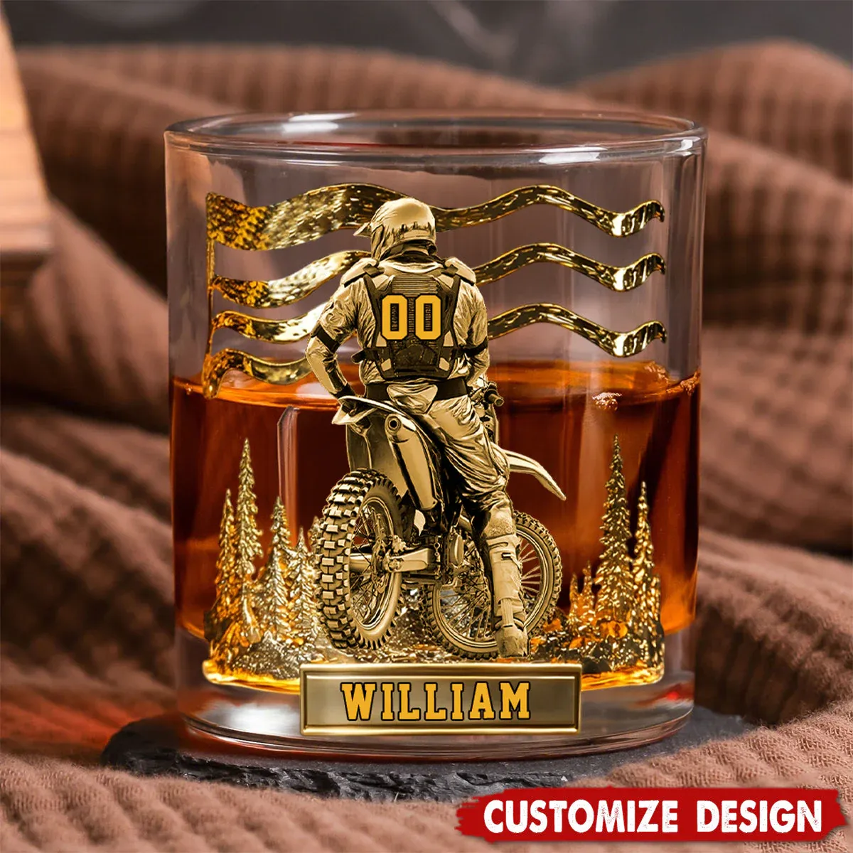 Personalized Motocross Racer Whiskey Glass