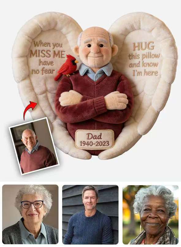 Custom From Photo - When You Miss Me - Personalized Memorial Faux Fur Shaped Pillow