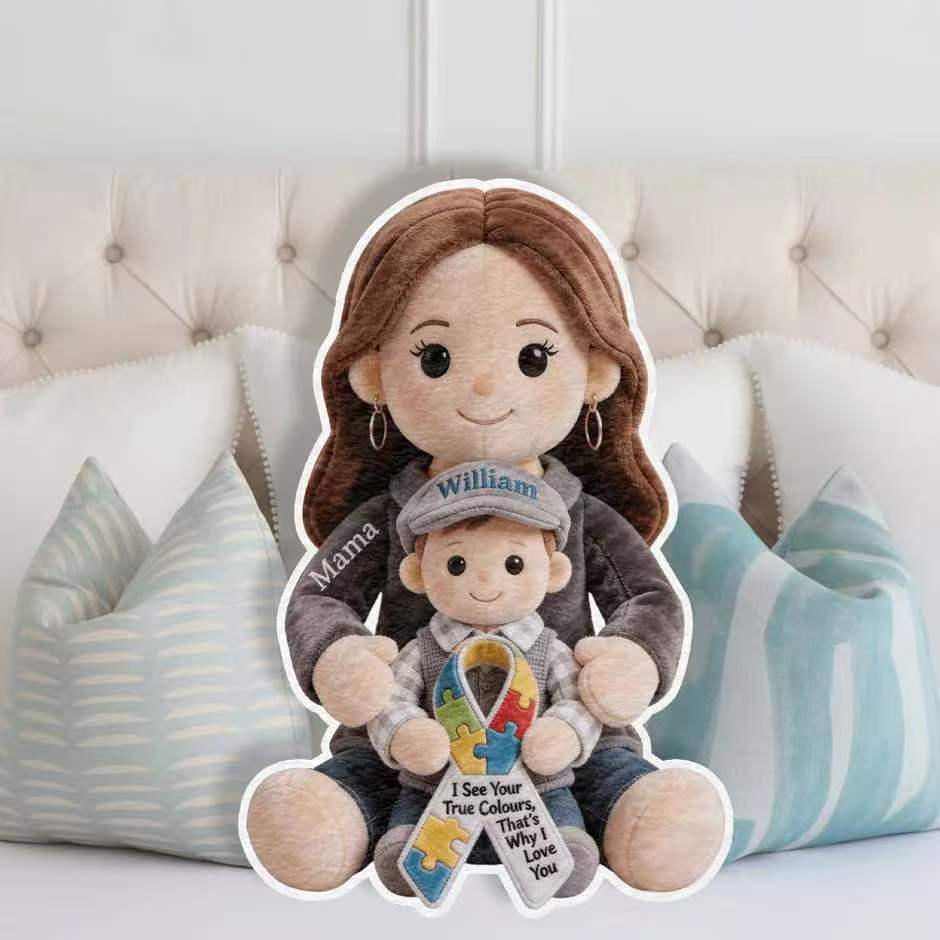 Autism Awareness Hug - Personalized Autism Awareness Faux Fur Shaped Pillow