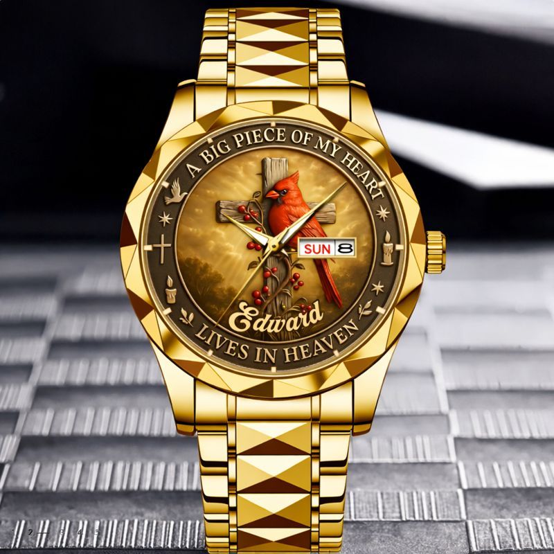 Customized Cardinal Cross Memorial Watch - Personalized Name - Gift for Family & Loved Ones