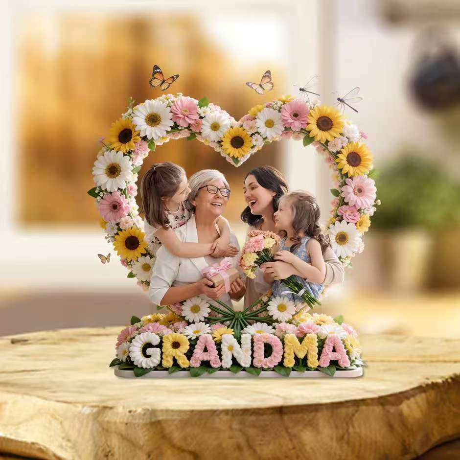 Love Mom, Grandma Gift - Personalized Mother Custom Shaped Acrylic Plaque