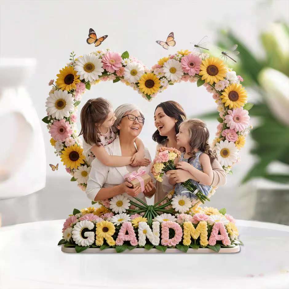 Love Mom, Grandma Gift - Personalized Mother Custom Shaped Acrylic Plaque