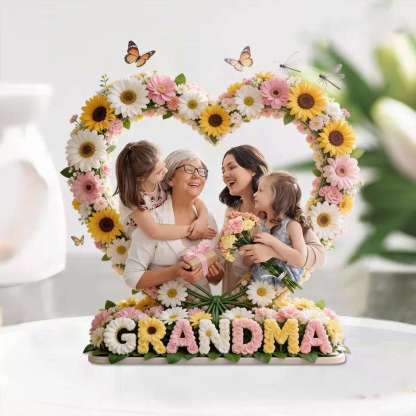 Love Mom, Grandma Gift - Personalized Mother Custom Shaped Acrylic Plaque