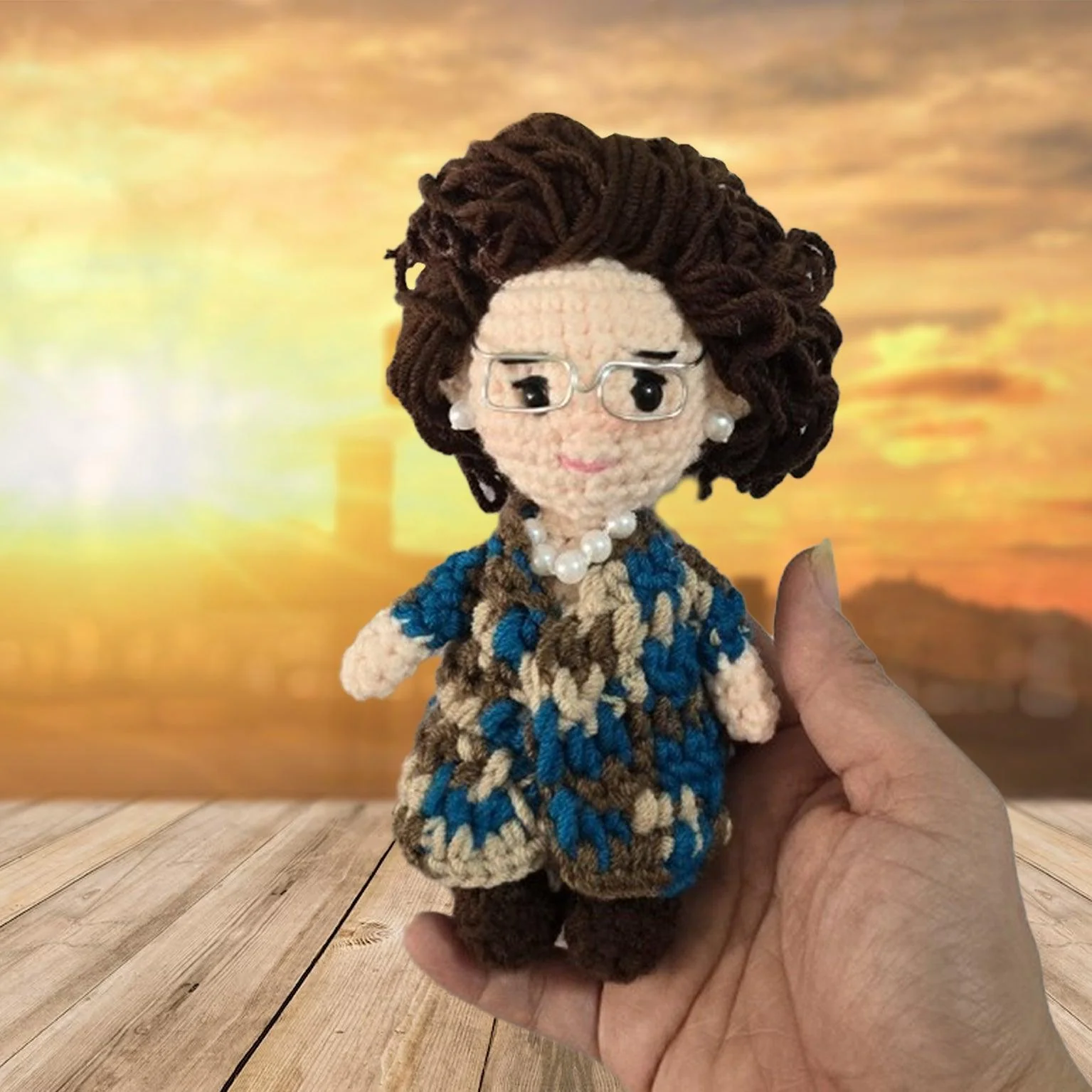 Personalized Crochet Doll with Photo Card "For GOD Because Someone We Love Is In Heaven"