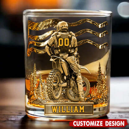Personalized Motocross Racer Whiskey Glass