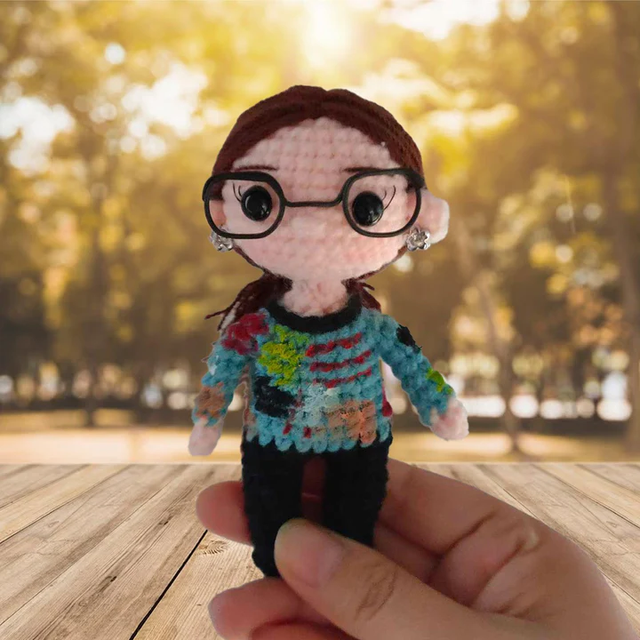 Personalized Crochet Doll with Photo Card "Dear Mom I love You"