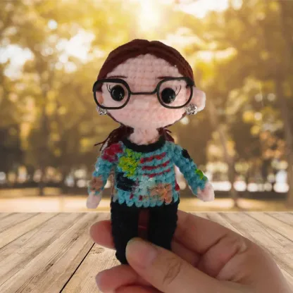 Personalized Crochet Doll with Photo Card "Dear Mom I love You"