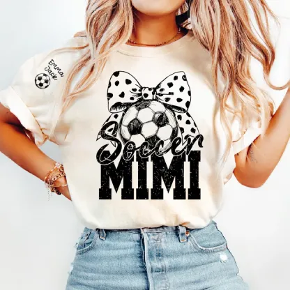 Soccer Mimi Shirt Personalized with Grandkids Names, Soccer Ball Bow Family T Shirt