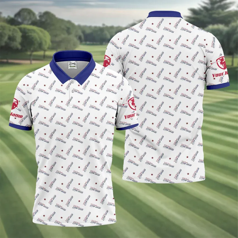 We The People 1776-2026 White Golf Shirt, 250th Anniversary Patriotic Golf Shirt, Golf Shirts For Men, Polo For Men