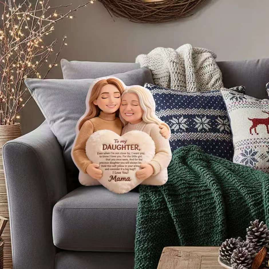 To My Daughter - Personalized Mother Faux Fur Shaped Pillow