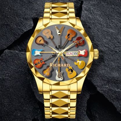 Personalized Rock Around the Clock Guitar Watch for Music Lovers