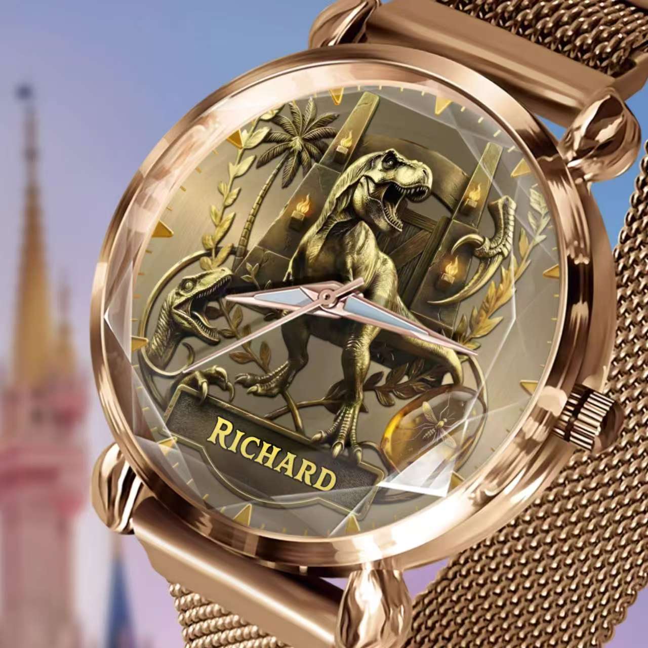 Personalized Dino Explorer T-Rex Watch – Add Your Name, Ancient World Theme
