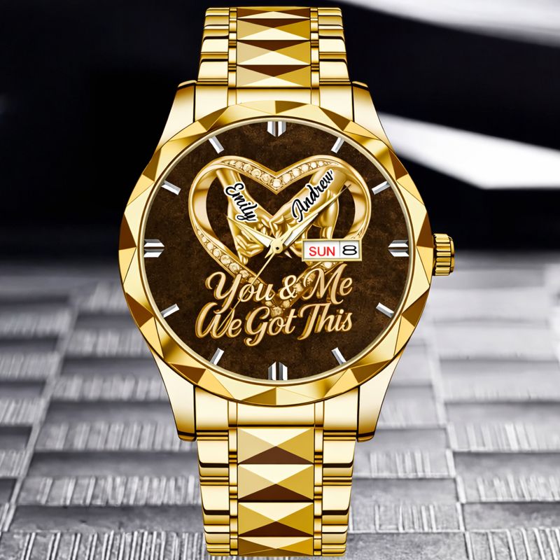 Customized Anniversary Wedding Couple Watch - Personalized Name - Gifts For Husband And Wife, Him And Her
