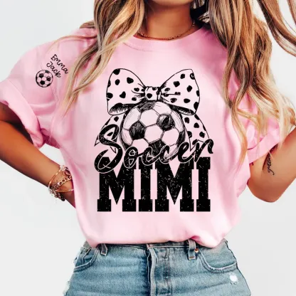 Soccer Mimi Shirt Personalized with Grandkids Names, Soccer Ball Bow Family T Shirt