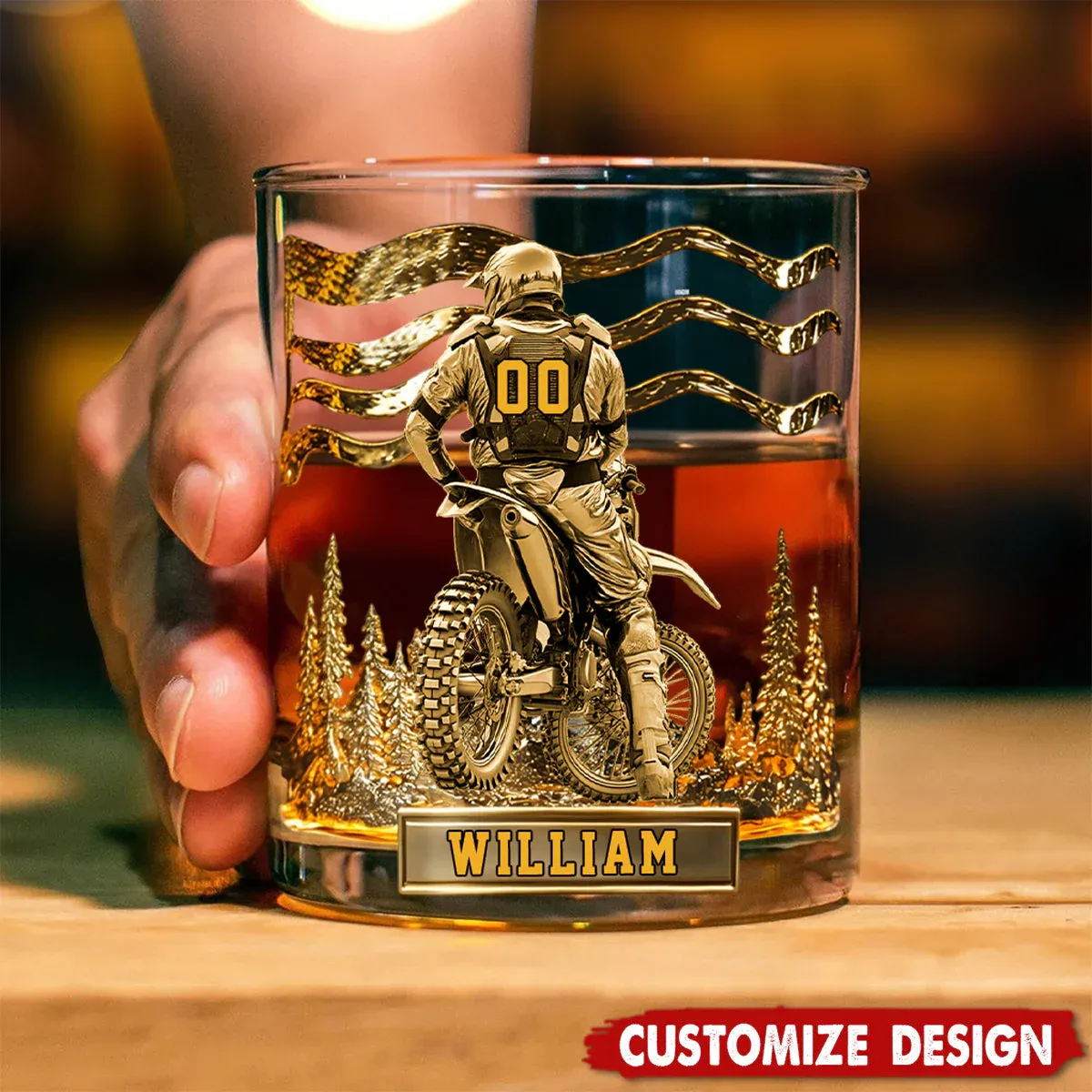Personalized Motocross Racer Whiskey Glass