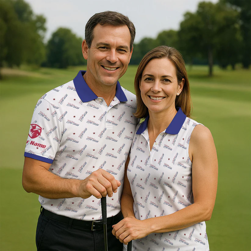 We The People 1776-2026 White Golf Shirt, 250th Anniversary Patriotic Golf Shirt, Golf Shirts For Men, Polo For Men