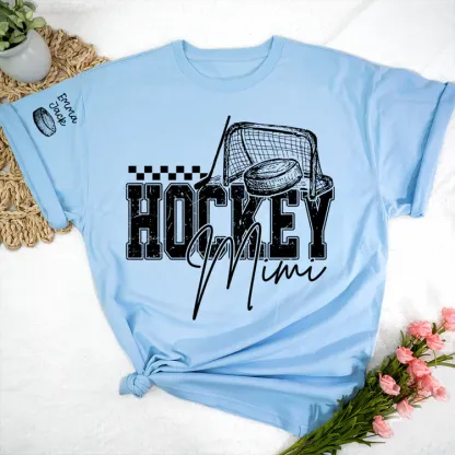 Custom Hockey Mimi T Shirt, Personalized Family Names with Hockey Design