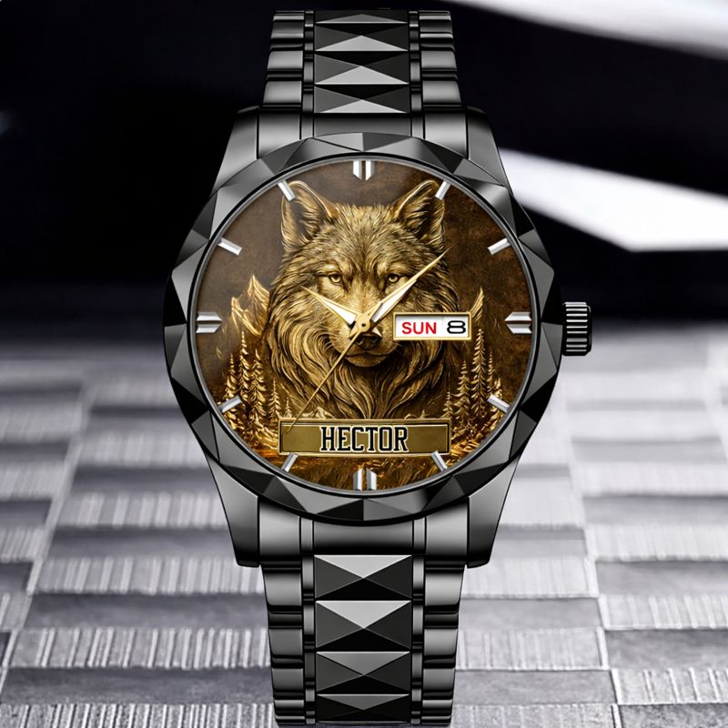 Customized Wolf Watch - Personalized Name - Gift for Wolf Lovers