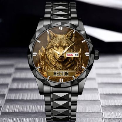 Customized Wolf Watch - Personalized Name - Gift for Wolf Lovers