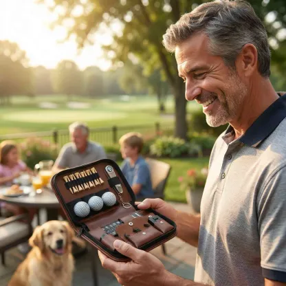 Personalized Leather Golf Accessories Case, Custom Name Golf Gift for Men, Dad, Husband & Golfers, Portable All-in-One Golf Organizer Travel Kit