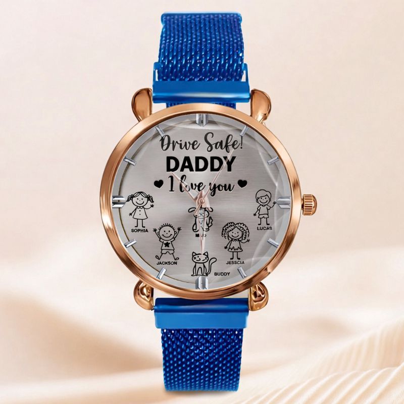 Drive Safe Grandpa Daddy Customized Watch - Personalized Name - Gift For Grandpa, Daddy
