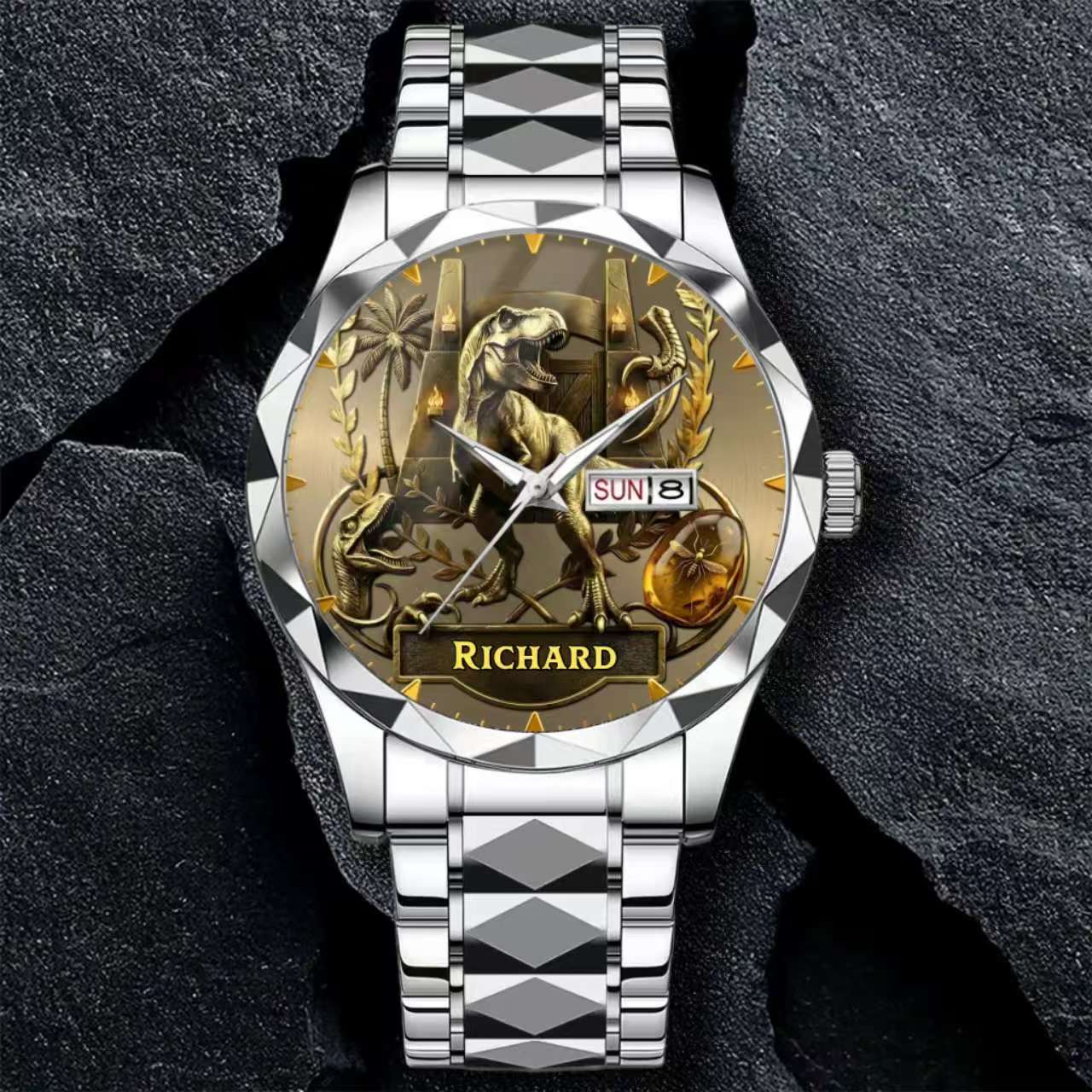 Personalized Dino Explorer T-Rex Watch – Add Your Name, Ancient World Theme