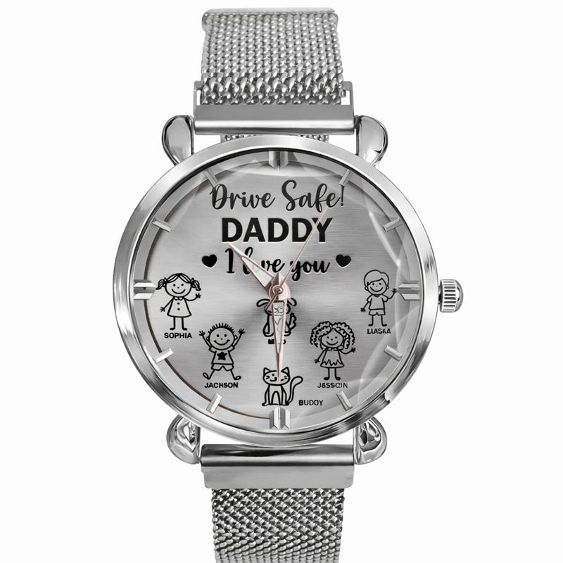 Drive Safe Grandpa Daddy Customized Watch - Personalized Name - Gift For Grandpa, Daddy